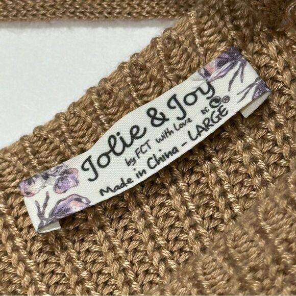 Jolie & Joy Knit Crochet Top Lace Up Back Crop Sweater L - Picture 7 of 13